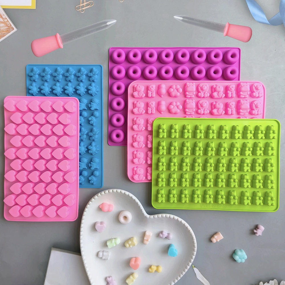 Kitchen Baking Trays - 7개의 캔디 실리콘 몰드와 2개의 드롭퍼