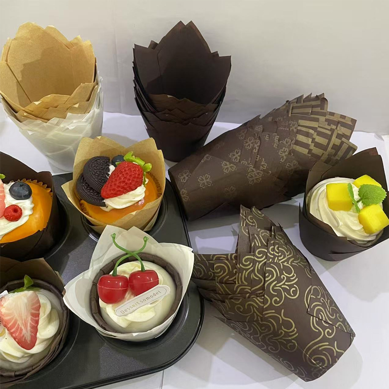 Kitchen Baking Paper - 50개/100개/200개 튤립 케이크 종이컵, 내열성 및
