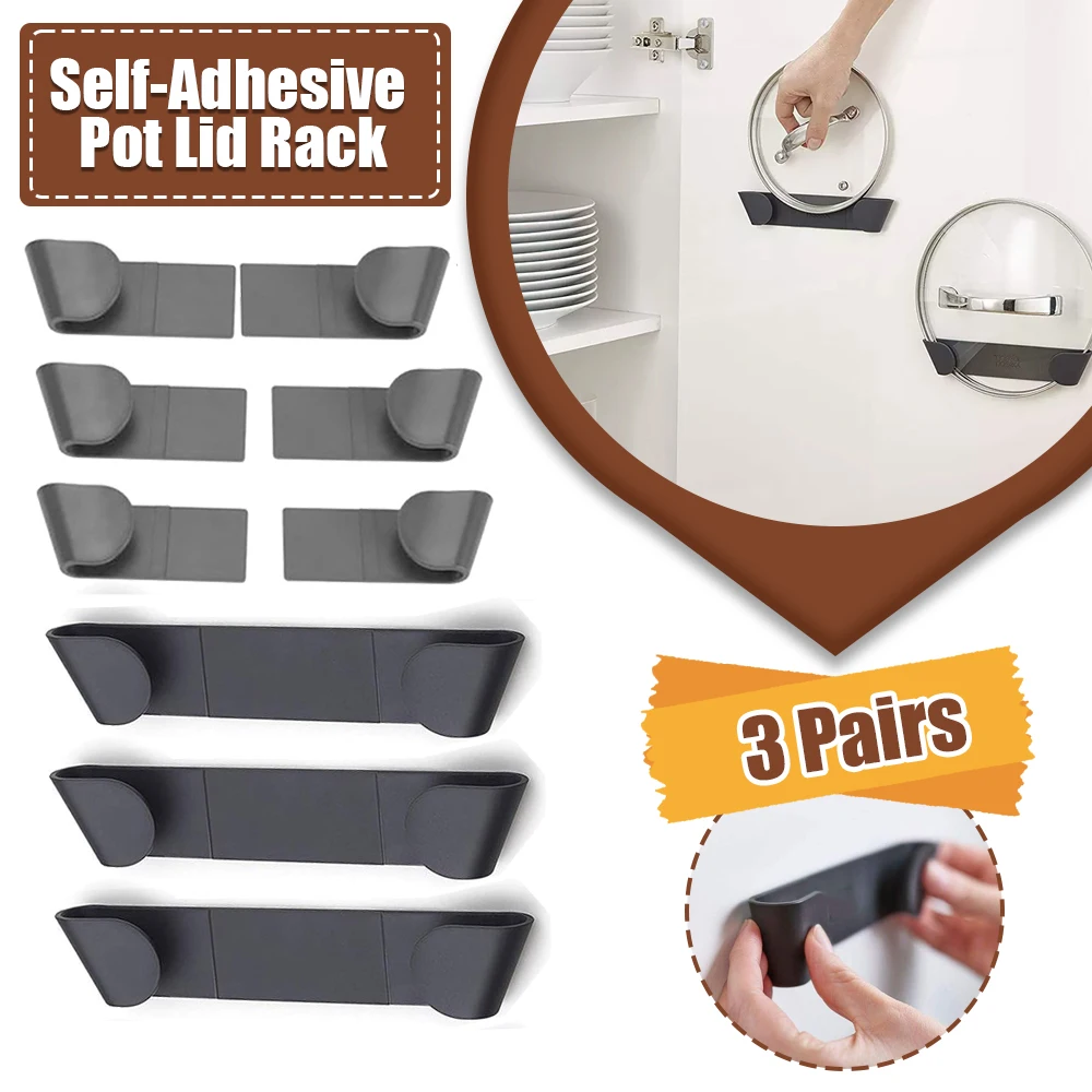Kitchen Baking Pan Organizer - 3쌍의 자가 접착식 냄비 뚜껑 정리대