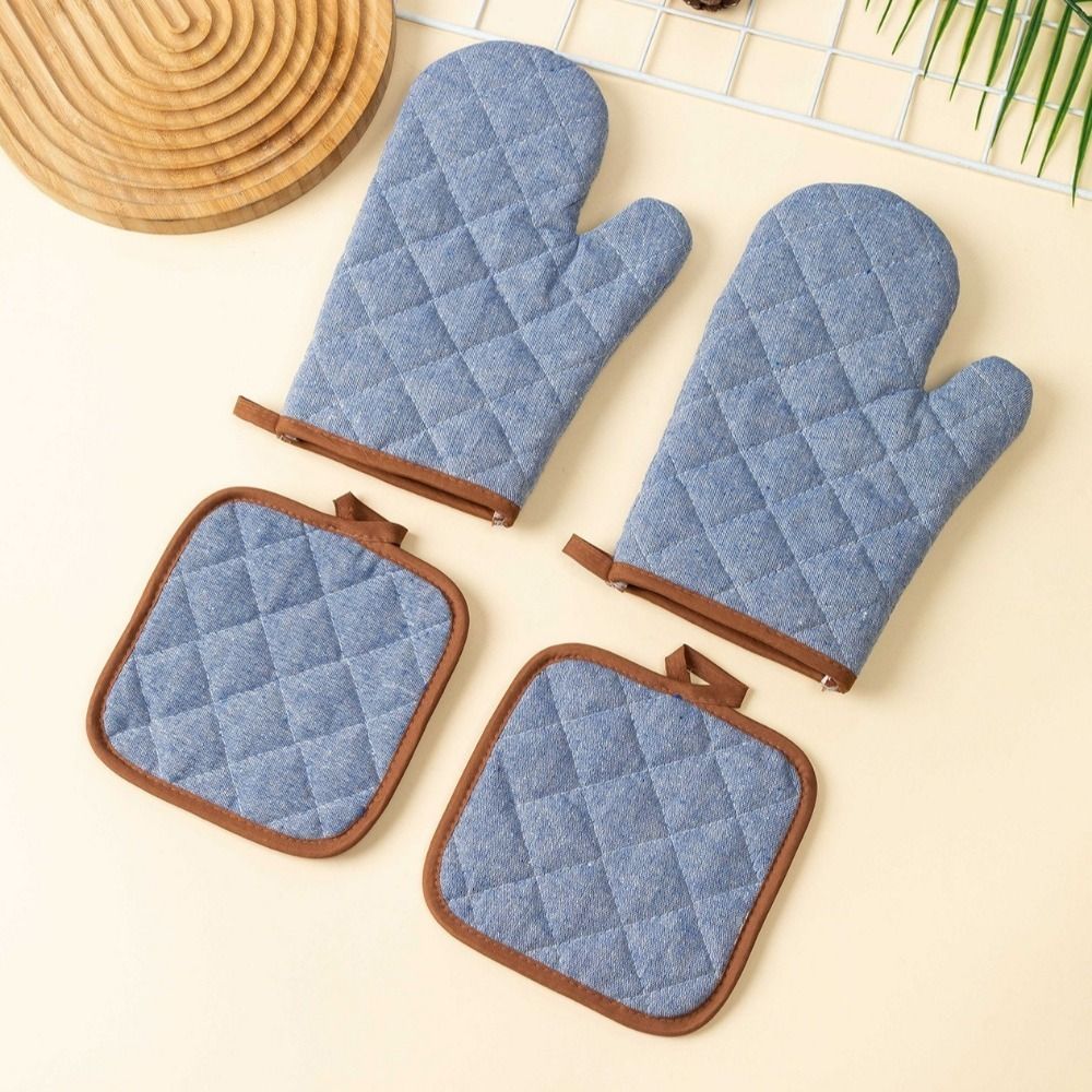 Kitchen Baking Gloves - 2개입 화상방지 오븐 장갑, 내열성 두꺼운