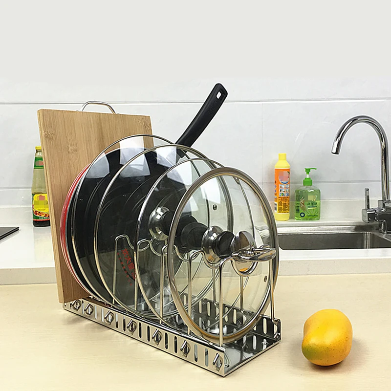 Kitchen Baking Pan Organizer - 304 스테인레스 스틸 조절 랙, 냄비