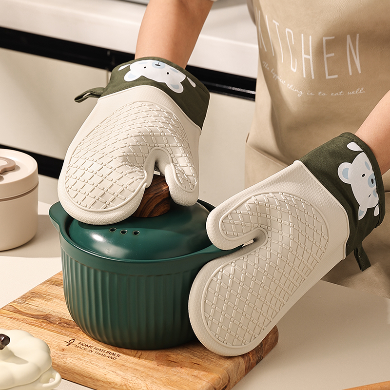실리콘 단열 장갑 두꺼워진 미끄럼 방지 고온 오븐 장갑 - Kitchen Baking Gloves 리뷰 및 가격