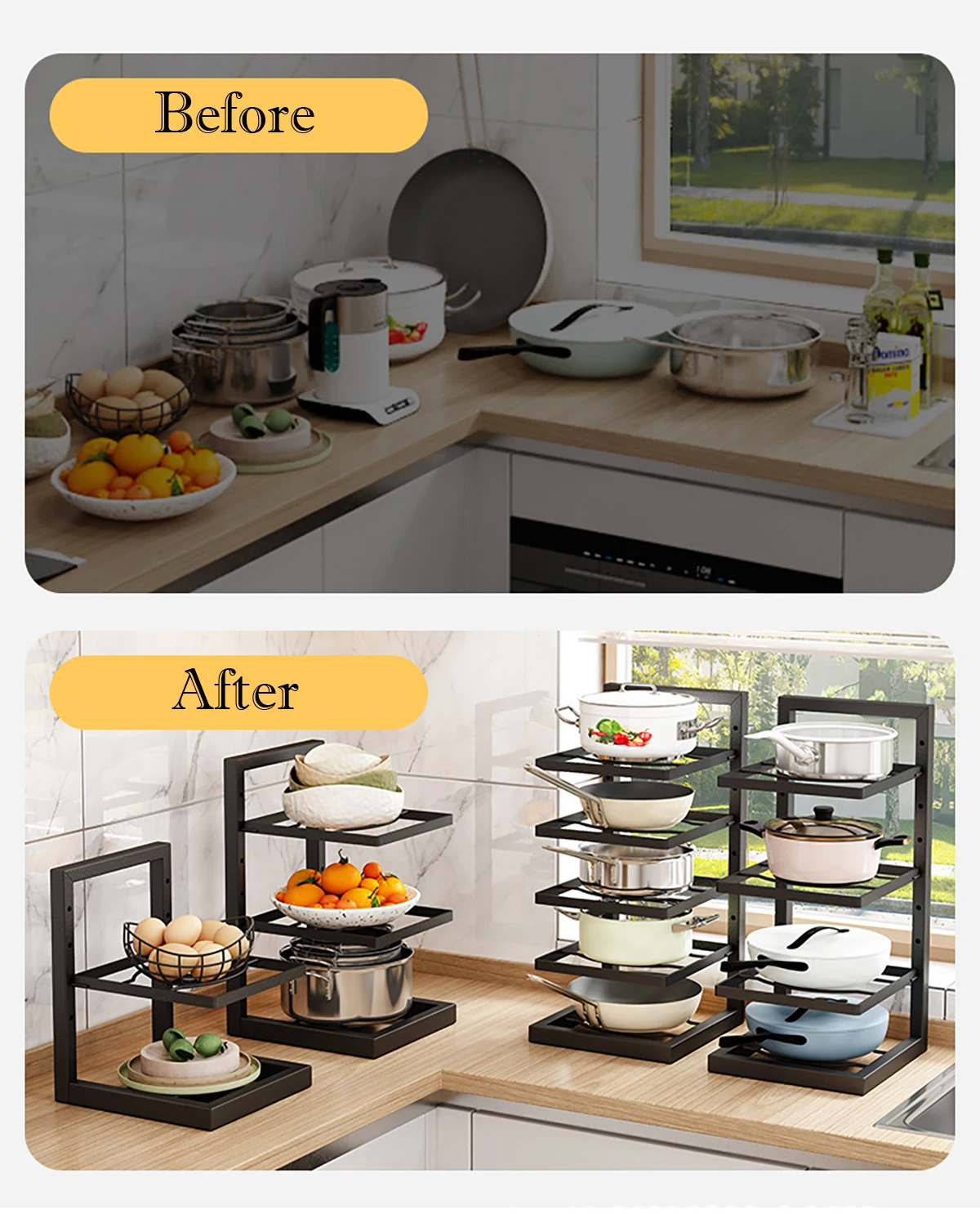 조절 가능한 냄비 정리대, 주방용 탄소강 냄비 보관대, - Kitchen Baking Pan Organizer 리뷰 및 가격