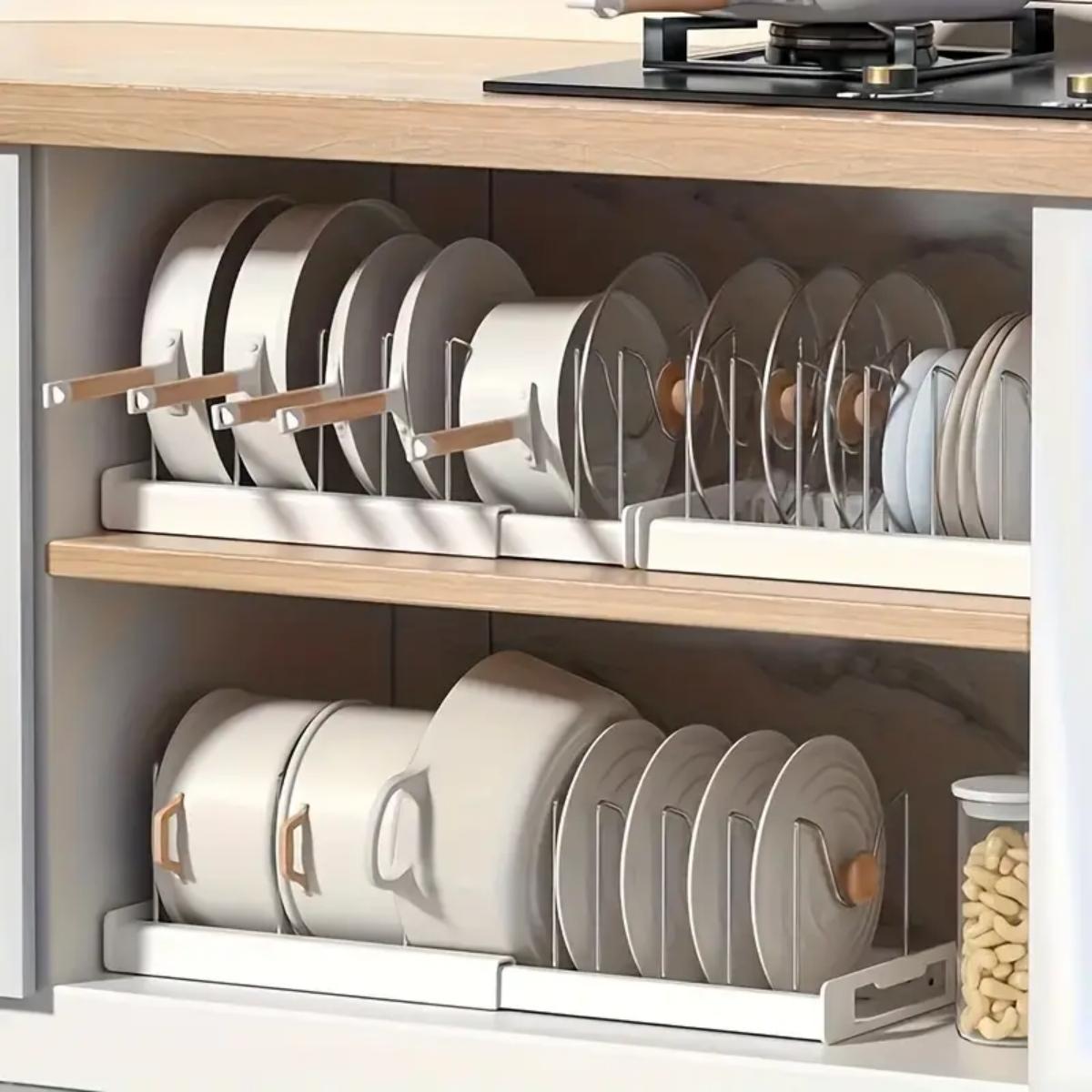 확장형 주방 냄비 프라이팬 정리대, 7개의 조절 가능한 - Kitchen Baking Pan Organizer 리뷰 및 가격