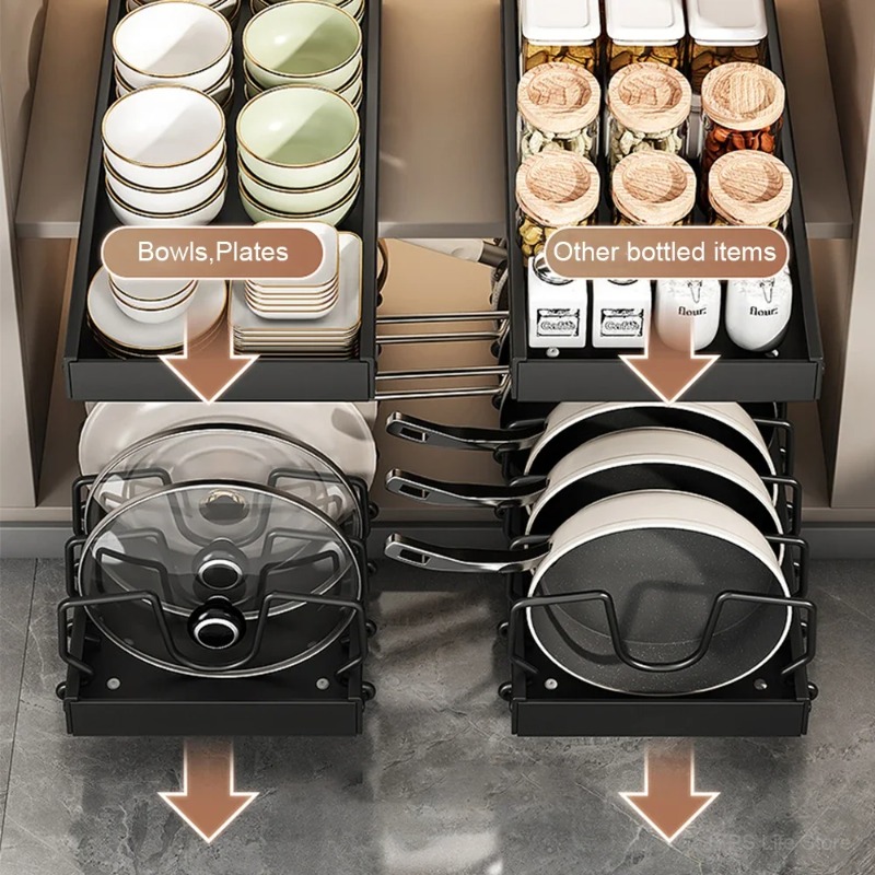 핫세일 다용도 슬라이딩 주방 수납랙 서랍 정리대 냄비뚜 - Kitchen Baking Pan Organizer 리뷰 및 가격