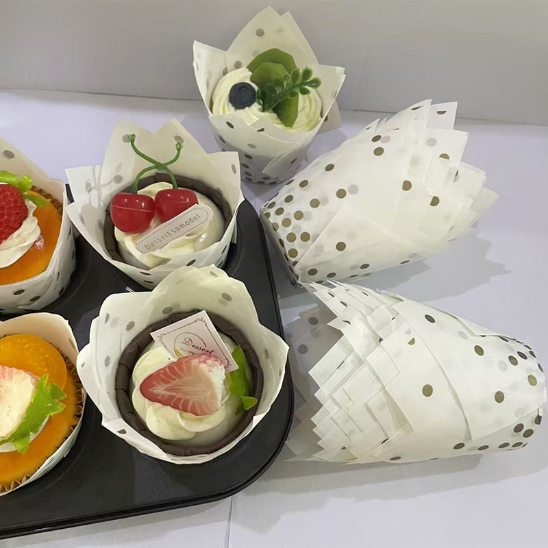 50개/100개 골드 도트 튤립 케이크 컵, 고품질 베 - Kitchen Baking Paper 리뷰 및 가격